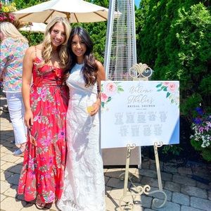 Pink floral maxi dress